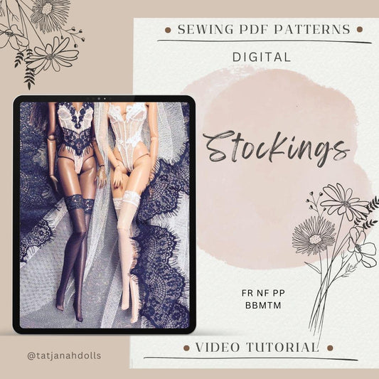 PDF Digital Pattern stockings for Fashion Royalty, Nu face, Poppy Parker / Integrity toys/ and BBMTM dolls. + Tutorial